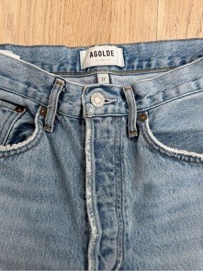 Agolde Light Blue 90s Cropped Distressed Denim Jeans - 27